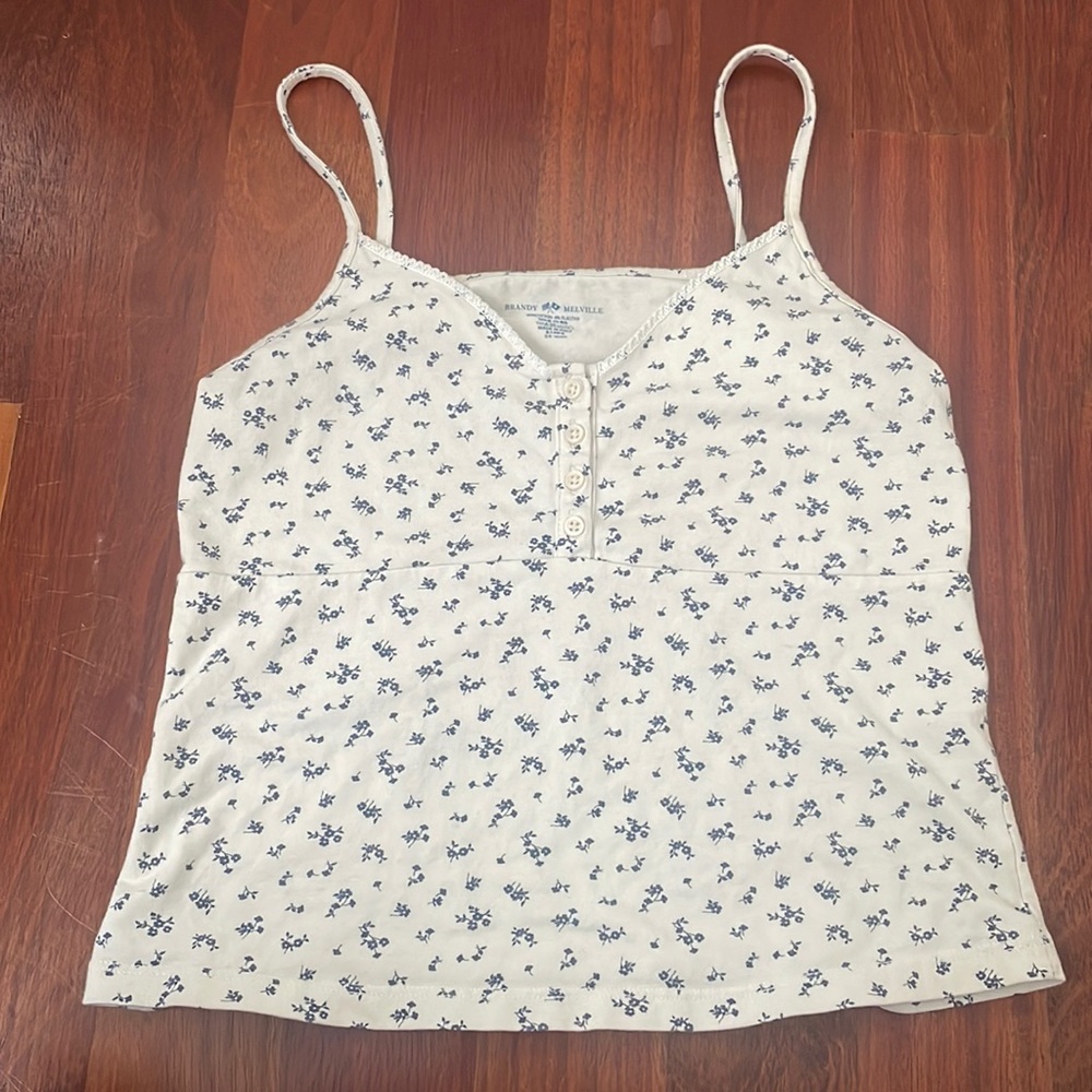 brandy melville blue floral tank